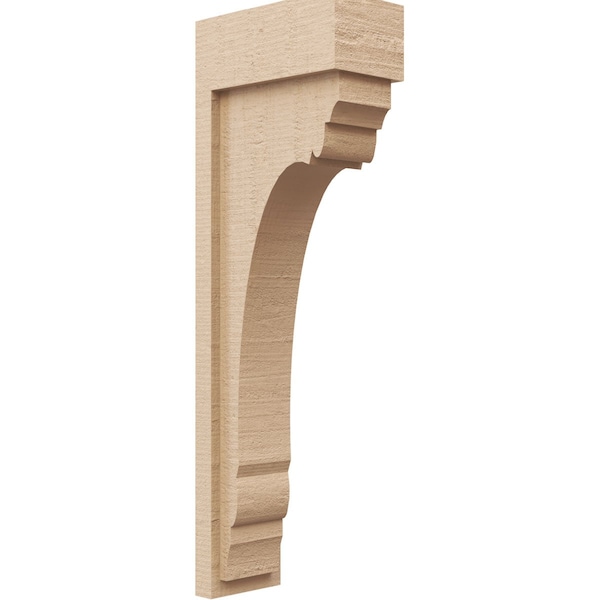 Ekena Millwork 4"W x 8"D x 24"H Thin Warren Rough Cedar Woodgrain TimberThane Corbel, Primed Tan CORUR04X08X24WARRCPR - main